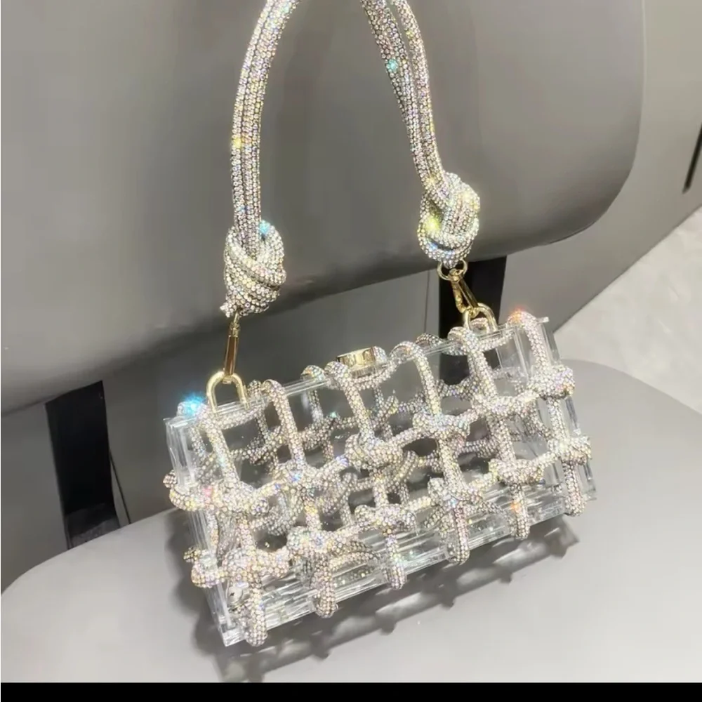 Gold and Silver Transparent Clutch with Industrial Design